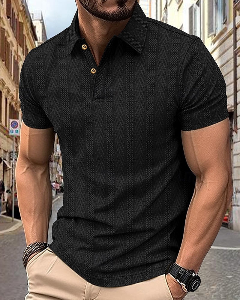 Men's Golf Shirt Golf Polos Shirts Work Casual Lapel Short Sleeve Basic Modern Stripes Patchwork Buttons Summer Regular Fit Depression Green Black White Burgundy Deep Blue Khaki Golf Shirt 2025 - $21.99 –P8