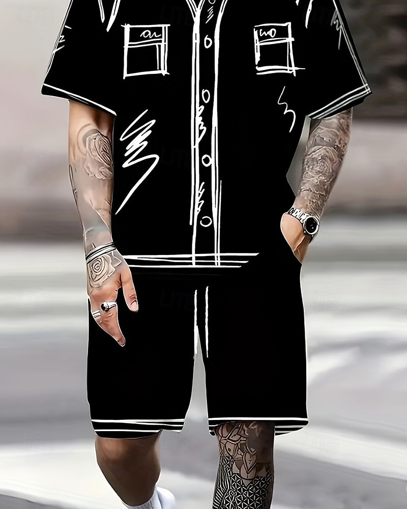 Per uomo Completi T-shirt Outfit 2 pezzi Maglietta e pantaloncini Manica Corta Girocollo Estate Grafico Moda Casual 2 Pezzi Vacanza Abbigliamento quotidiano Uscire Nero Bianco Maglietta Top per Uomo del 2025 a $28.99 –P5