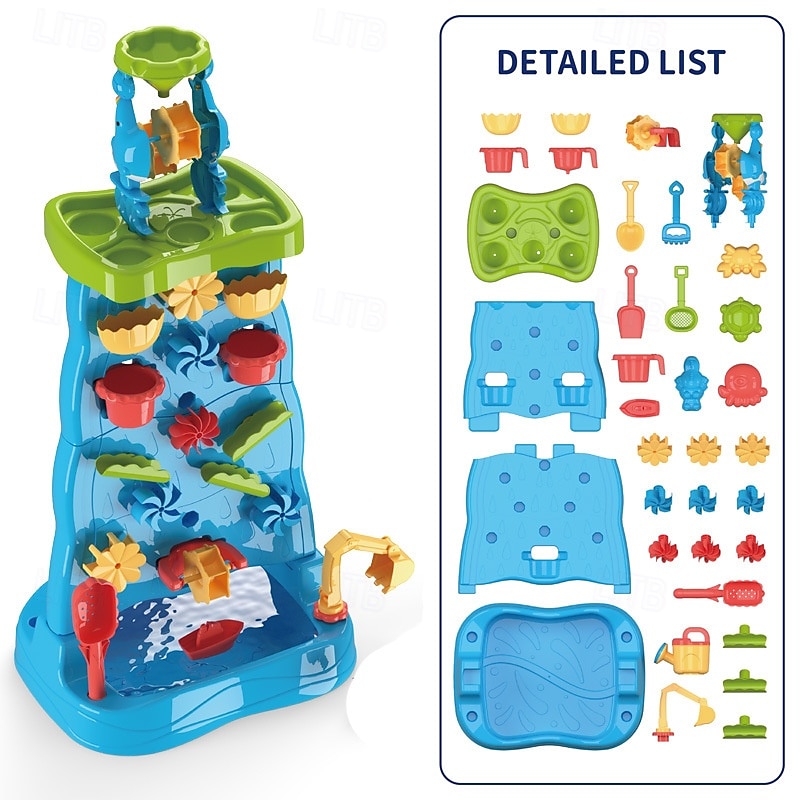 Table à eau pour tout-petits de 3 à 5 ans et de 1 à 3 ans - Table à eau d'extérieur pour enfants - Table sensorielle de sable, jouets de plage d'été, table d'activités de bac à sable, jouets d'eau de 2025 ? $101.99 –P8