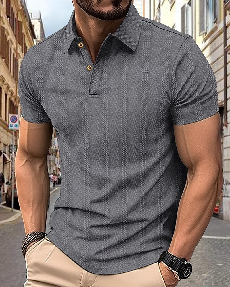 Men's Golf Shirt Golf Polos Shirts Work Casual Lapel Short Sleeve Basic Modern Stripes Patchwork Buttons Summer Regular Fit Depression Green Black White Burgundy Deep Blue Khaki Golf Shirt 2025 - $21.99 –P4