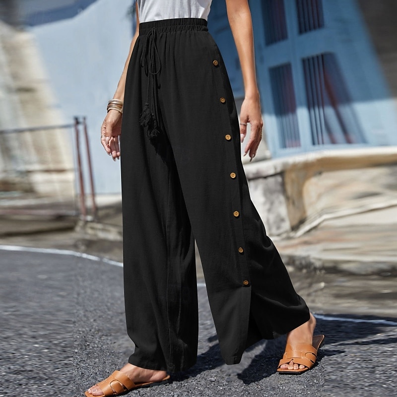 Mujer pantalones Pantalones Casual Longitud total Cintura Media Plano Hebilla Diseño de cordón elástico Al Aire Libre Cómodo Festivos Ropa Cotidiana Fin de semana Rojo oscuro Magenta Verde oscuro Gris 2025 - $18.99 –P5