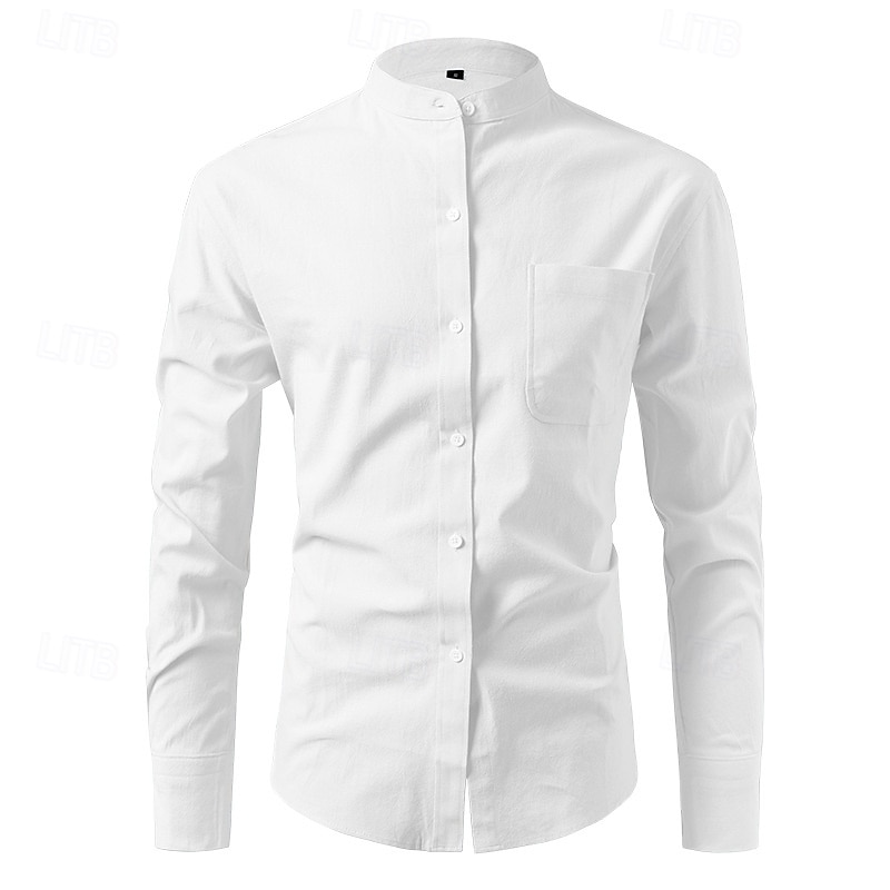 Herren Hemd Leinenhemd Freizeithemd Knopfhemd Baumwollhemd Einfach Urlaub Hawaiianisch Schwarz Weiß Dunkelgrün Leicht Blau Langarm Opa Frühling Herbst Bekleidung Tasche 2025 - $34.99 –P3