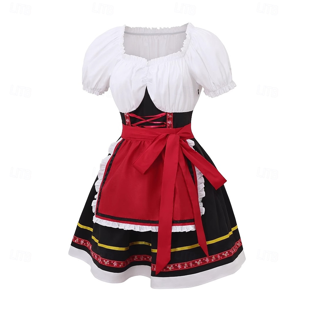 Rochie de costumul de bere dirndl Oktoberfest pentru femei cu șorț stil tradițional bavarez Wiesn pentru Oktoberfest 2025 - $39.99 –P3