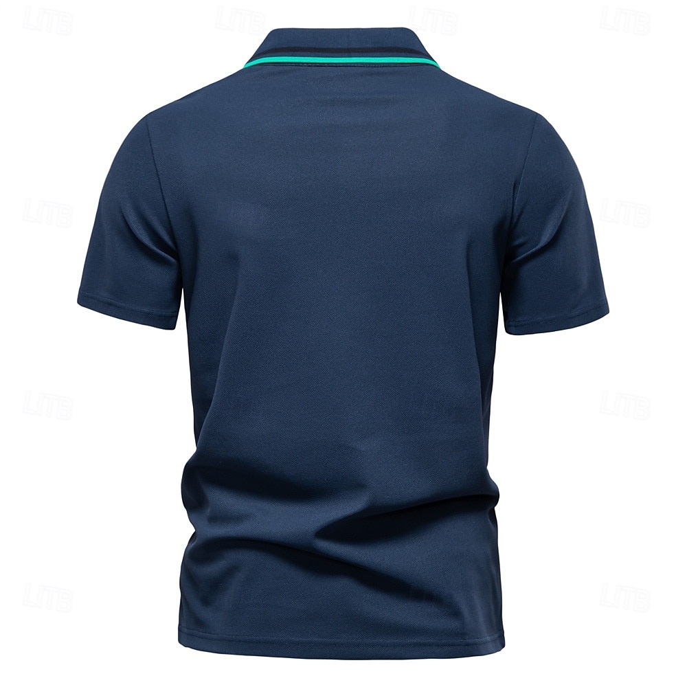 Herren Farbblock Polo Strick-Polopullover Kurzarm Umlegekragen Formell Arbeit Sport & Outdoor Stripe-Trim Streifen Rein Frühling Ganzjahres Weiß Dunkelrot Dunkelmarine 2025 - $22.99 –P3