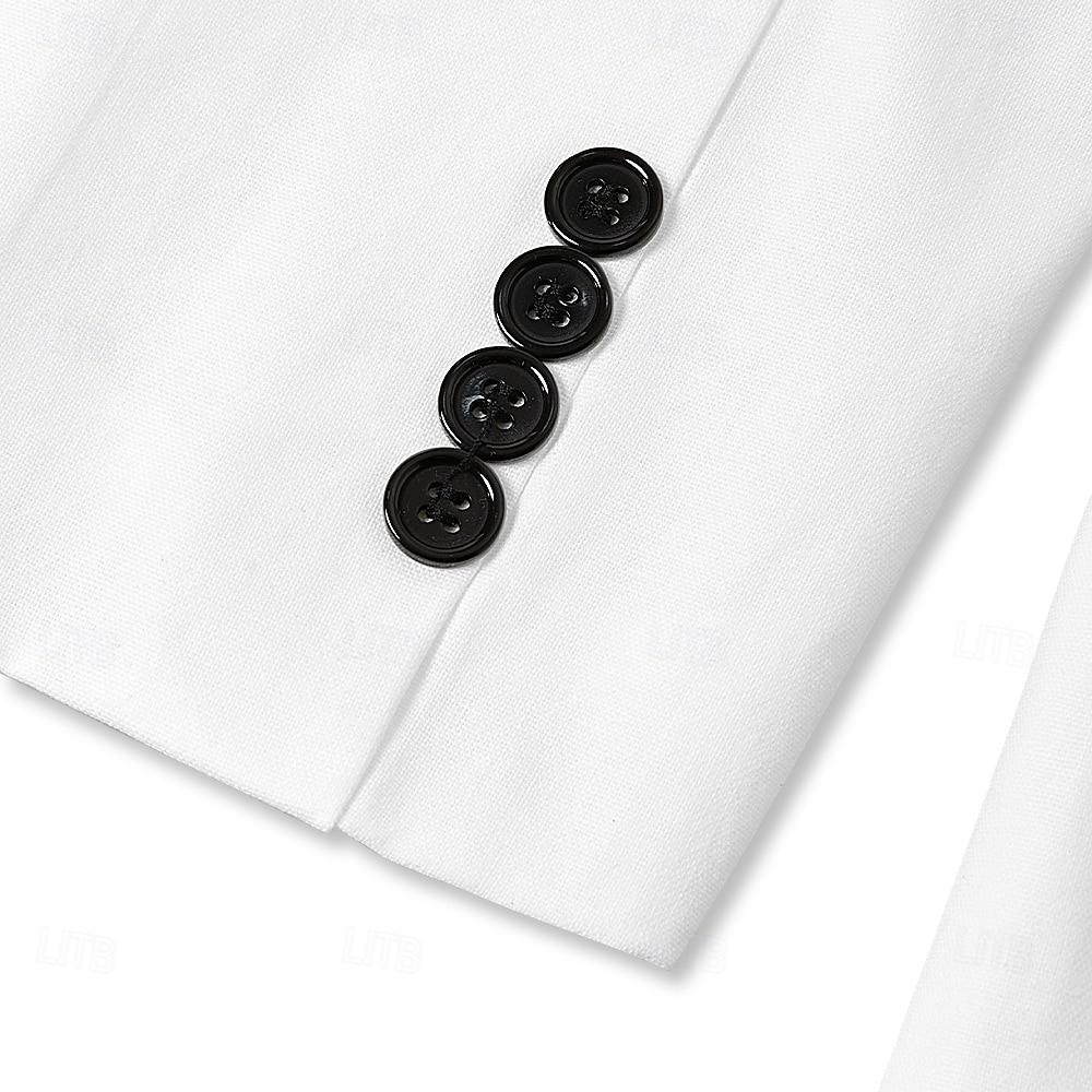 Costumes de mariage en lin pour hommes blanc bleu ciel été unis ajustement ajusté 3 pièces à simple boutonnage deux boutons de 2025 ? $139.99 –P6