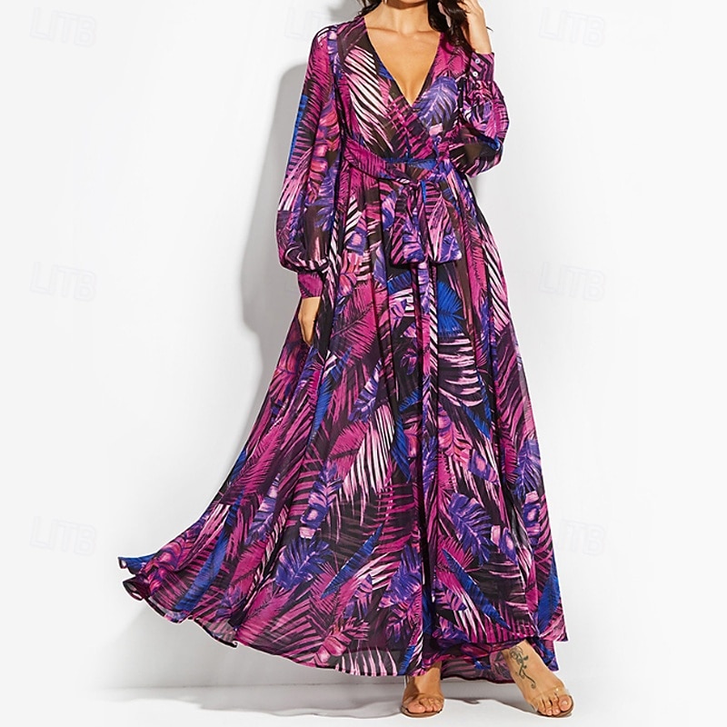 Per donna Abito Lungo Maxi Abito Abito Floreale Moda All'aperto Data Uscire Vestibilità regolare Fiore Senza Maniche Scollo a V Giallo Blu marino Blu Fucsia Estate del 2025 a $26.99 –P1