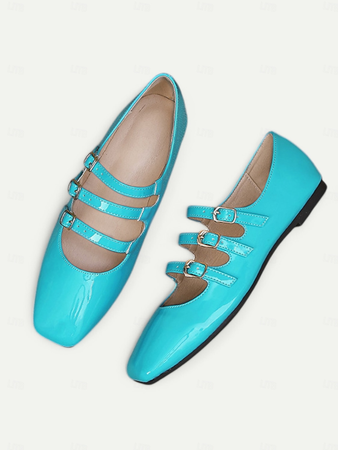 Rode Mary Jane-flats van lakleer uit de jaren 30 voor dames met drievoudige gespen – retro klassieke schoenen voor feestjes en dagelijks gebruik 2026 - $34.99 –P4