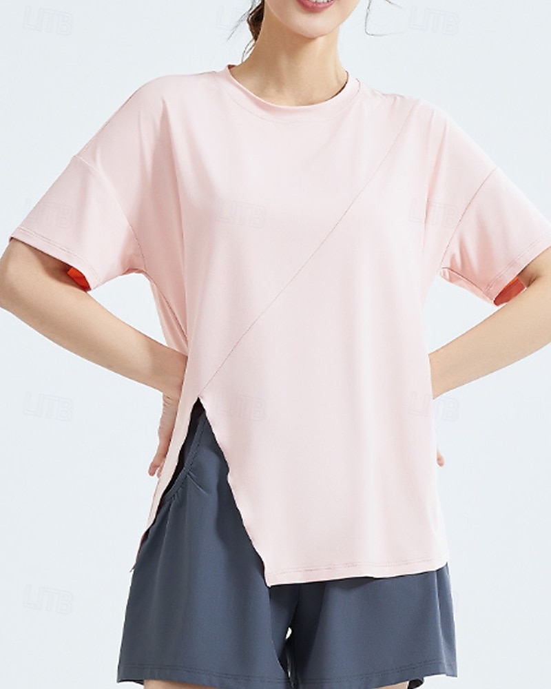 US Open Women's Tops Sport Shirt Tennis Shirt Short Sleeve Split Side Split Tennis Golf Pickleball Crew Neck Solid Colored Top Black White Pink Tennis Clothing 2025 - $13.99 –P4