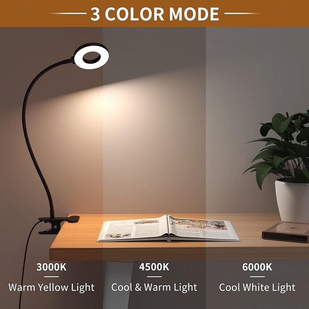 LED Desk Lamp Reading Lamp Night Light Dimmable USB Reading Light with Clamp Flexible Gooseneck Book Light for Bed Headboard Craft Computer 2025 - $12.49 –P5