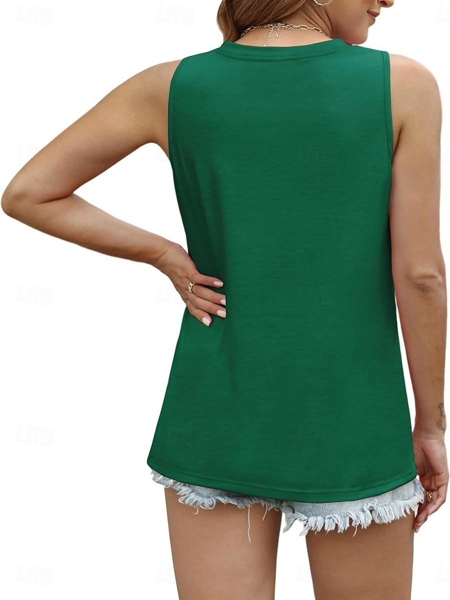 Női Camisole Tank Top Tömör szín Napi Alkalmi Ujjatlan Terített nyak Normál felsők Napi Fekete Arcpír rózsaszín Lóhere Szürke Nyár 2025 - $13.99 –P15