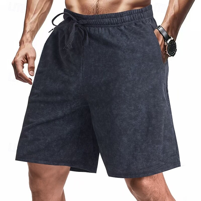 Men's Athletic Shorts Sweat Shorts Shorts Summer Shorts Pocket Drawstring Elastic Waist Plain Comfort Breathable Short Outdoor Sports Classic Casual Black Navy Blue 2025 - $17.99 –P14
