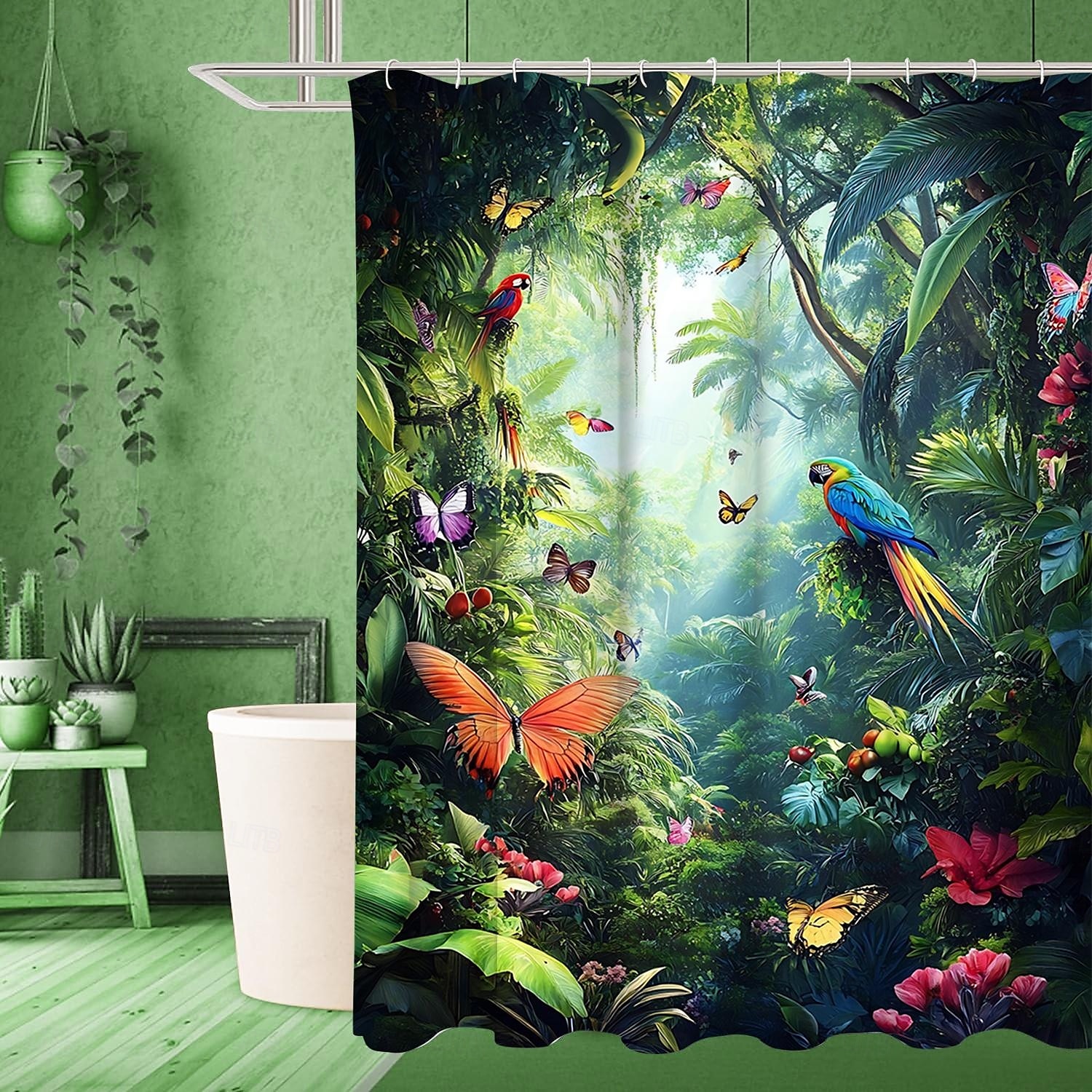 Shower Curtain with Hooks 180cm*180cm(70"*70") Polyester Machine Washable Waterproof Tropical Rainforest Flowers Pattern 2025 - $19.99 –P1