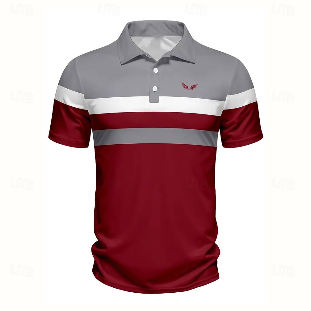 Per uomo A righe Polo Manica Corta Magliette polo Camicie con Colletto Business Casual Scuola All'aperto Athleisure Abbigliamento quotidiano Stampa 3D Estate Nero Rosso Blu del 2026 a $26.99 –P2