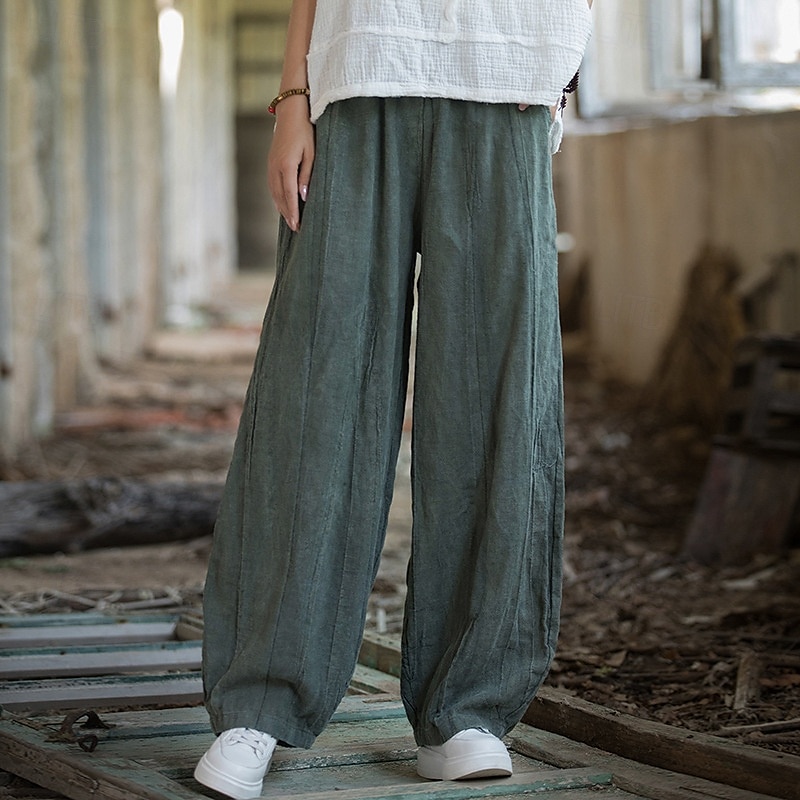 Per donna Pantaloni in cotone e lino Pantaloni Eleganti Moda Streetwear Lunghezza intera Naturale Tinta a nodi Tasca Elastico in vita Comodo All'aperto Confortevole All'aperto Vacanza Abbigliamento del 2025 a $48.99 –P1