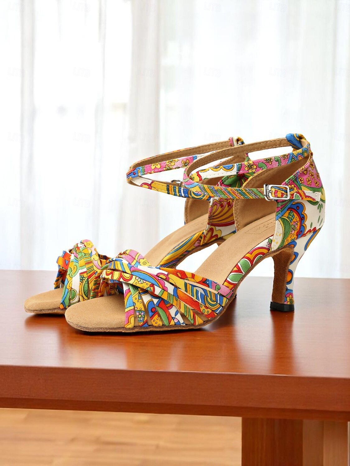 Bunte Latein-Tanzsandalen für Damen – offene Absätze mit Boho-Muster für Salsa-, Samba- und Sommerauftritte für Damen 2025 - $59.99 –P3