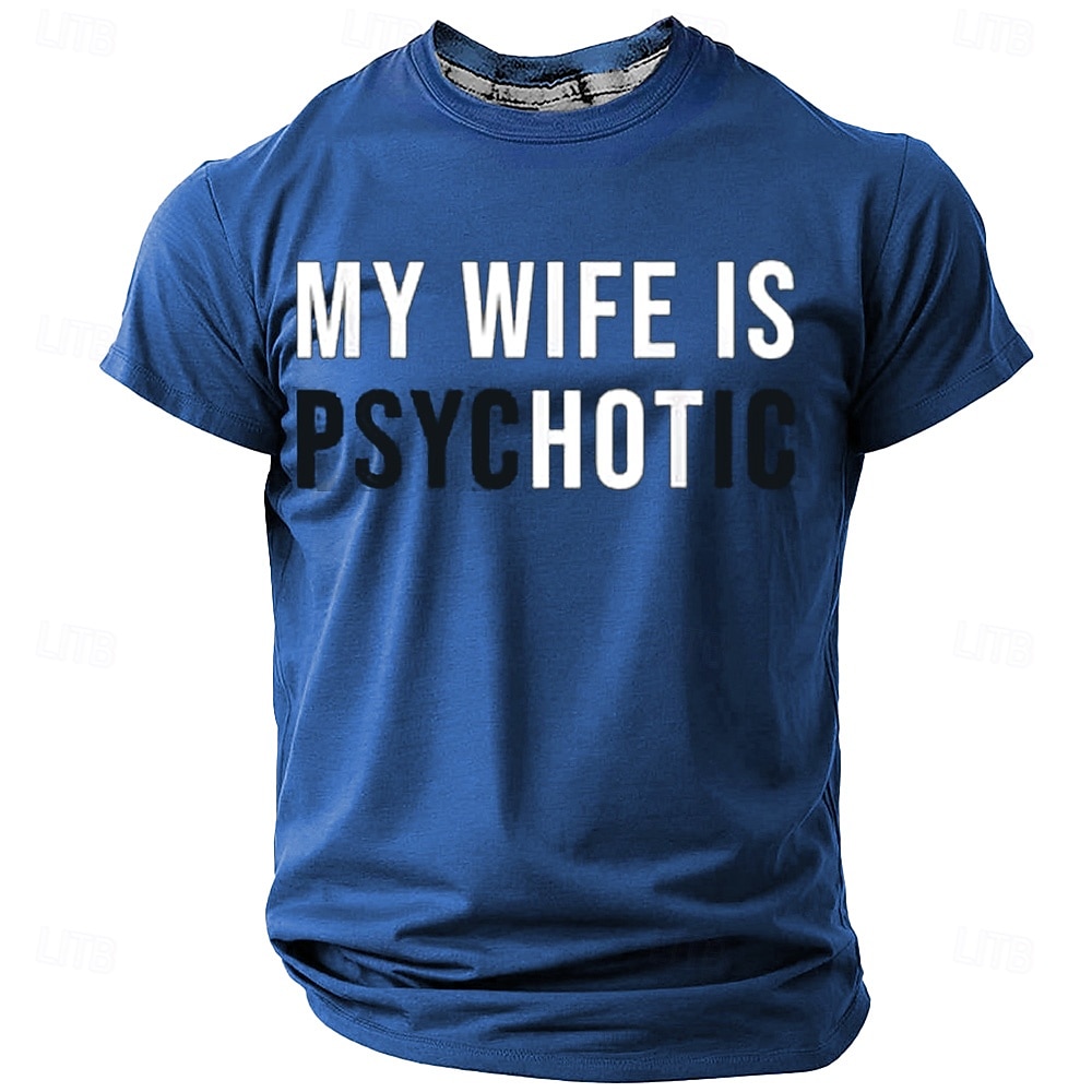 Herre Morsom kone T skjorte Kortermet T skjorte 3D-utskrift Crew-hals Skjorte Mote Daglig Fritid Gate Avslappet Daglig Svart Rød Blå Sommer Vår Klær S M L XL XXL XXXL 2025 - $17.99 –P3