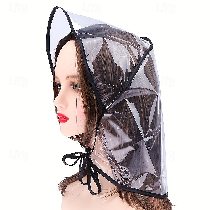 Turbante de lluvia de PVC transparente, no textil, inelástico, resistente al agua, diseño minimalista, lavable a mano, con instrucciones de uso, para mujeres, días de lluvia y actividades al aire 2025 - $5.99 –P4