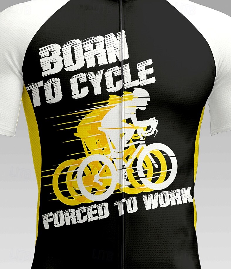 Men's Cycling Jersey Graphic Letter & Number Short Sleeve Bike Tee Tshirt Top with 3 Rear Pockets UV Resistant Quick Dry Front Zipper Reflective Strips Sports Black Clothing Apparel 2025 - CAD $36.99 –P3