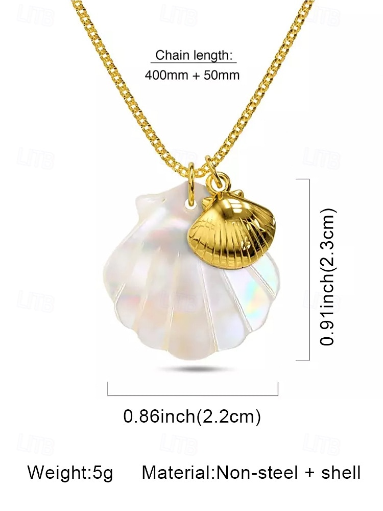 Women's Mother-of-Pearl Seashell Pendant Necklaces – Beach-Inspired Gold Chain Jewelry with Nautical Charms (Starfish, Turtle, Dolphin, Shell) for Summer Travel, Vacations & Gifts 2025 - $11.99 –P7