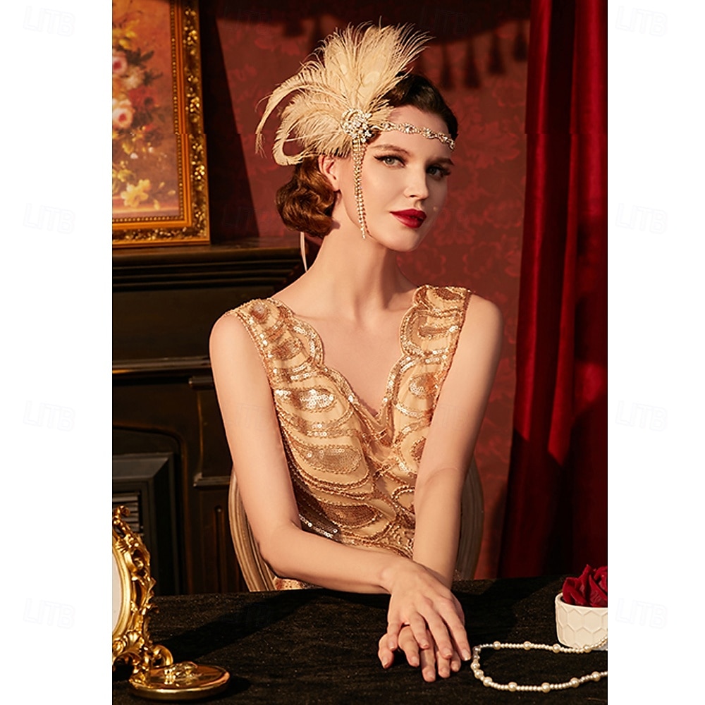 Το Great Gatsby Κορδέλα μαλλιών του 1920 Το Great Gatsby Φτερό Ρετρό Αστραφτερό Γκλίτερ Γυναικεία Απόκριες Ημέρα του Αγίου Βαλεντίνου Μασκάρεμα Βραδινό Ρούχα για Πάρτυ Μασκάρεμα Φεστιβάλ Ενηλίκων 1 2025 - $29.99 –P4