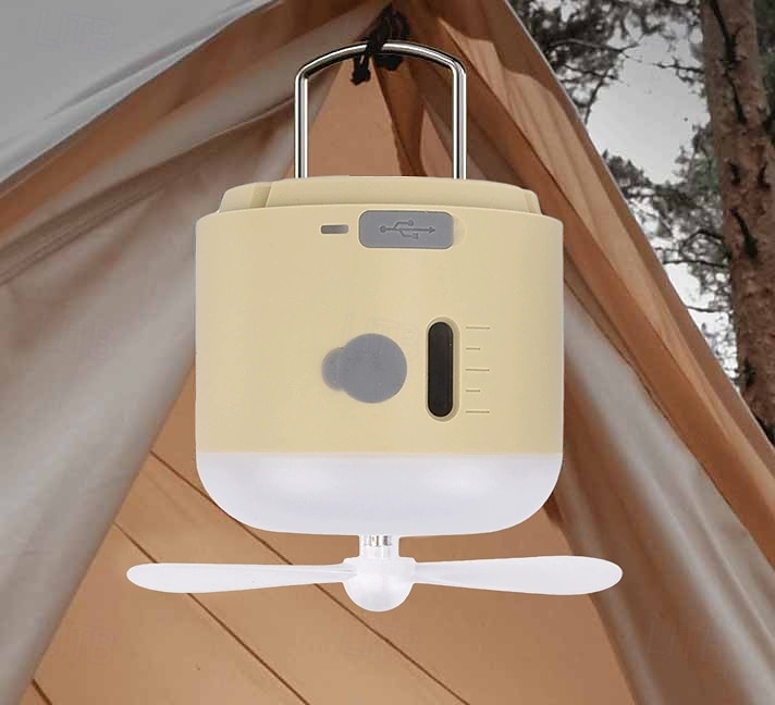 1 st utomhus campingljus fläkt multifunktionsspray fyra växlar dimmer två växlar dimning usb laddningsupphängningskrok 2025 - $18.99 –P8