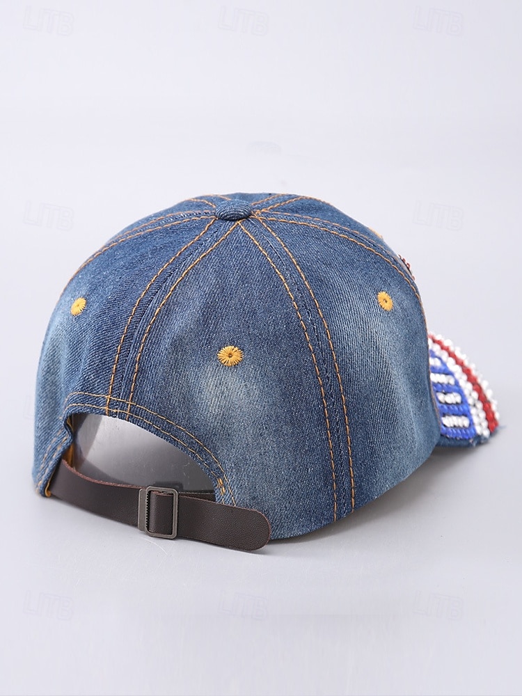 ציון landmark 250 של ארצות הברית - כובע בייסבול דמוי יהלומים – כובע לאומי נוצץ בדגל אמריקאי לנשים וגברים אביזר לבוש מתכוונן ל-4 ביולי 2026 - $18.99 –P5