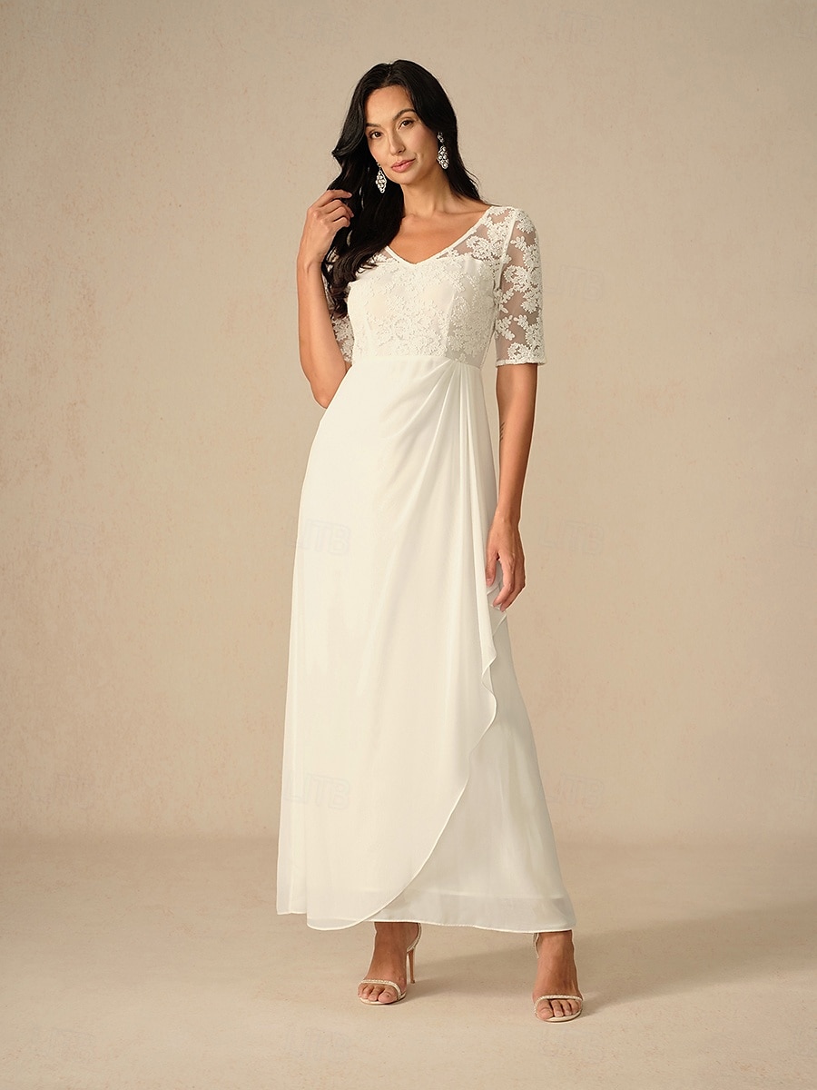Femmes Robe maxi Robe Blanche Robe en Chiffon Élégant Mariage Fiançailles Coupe régulière Uni Manche Courte Col en V Blanche Été Printemps Automne Hiver de 2025 ? $99.99 –P5