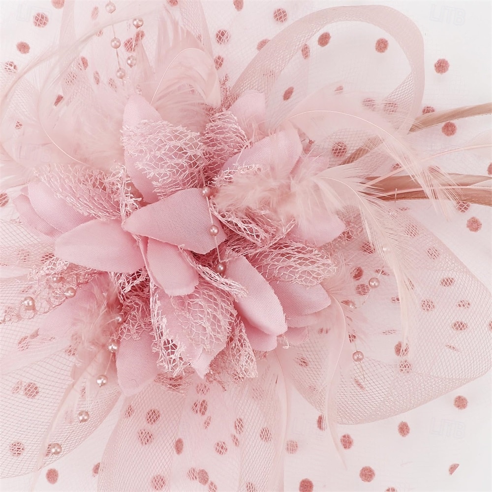 Fascinator-Hut, Feder-Stirnband, Damen-Fascinator, Teeparty-Kopfbedeckung mit Clip, Blumen-Stirnband für Mädchen &Ampere 2025 - $32.99 –P5