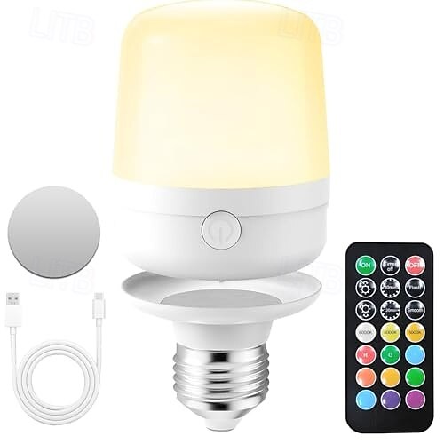 1 Stück E27 Lampenkopf zum Aufladen, magnetisch, kleines Nachtlicht, abnehmbare Fernbedienung, Nachttischlampe, Wandleuchte, einstellbare Dimmzeit, Typ-C-Schnittstelle 2025 - $17.99 –P5