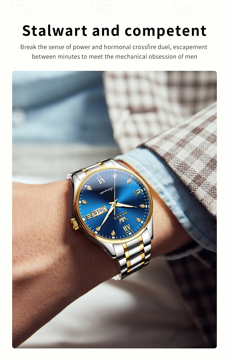 OLEVS Men's Mechanical Watch, Minimalist Fashion, Automatic Self-Winding, Luminous Date Week, Waterproof Steel Watch 2025 - $119.99 –P5