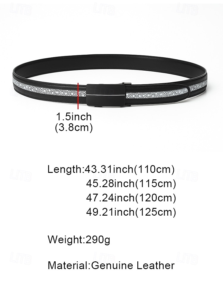 Men's Genuine Stingray Leather Automatic Buckle Belt – Luxury Textured Strap with Reflective Pattern for Business, Formal and Gift Occasions 2025 - $26.99 –P7