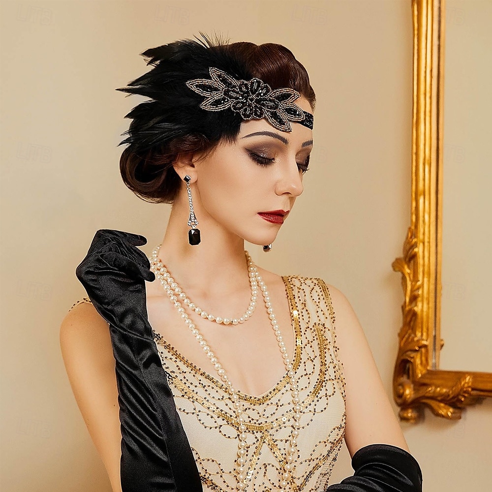 1920s The Great Gatsby Flapper Headband The Great Gatsby Feather Retro Sparkling Glitter Crystal / Rhinestone Women's Carnival Valentine's Day Masquerade Party Evening Wear Masquerade Festival Adults' 2025 - $21.99 –P4