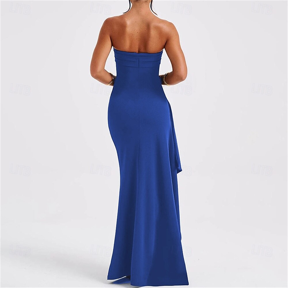 Marlene trubkové párty šaty elegantní šaty svatební svatební hosté podlahová délka bez rukávů bez ramínek polyester bez zad s rozparkem 2025 - $99.99 –P10