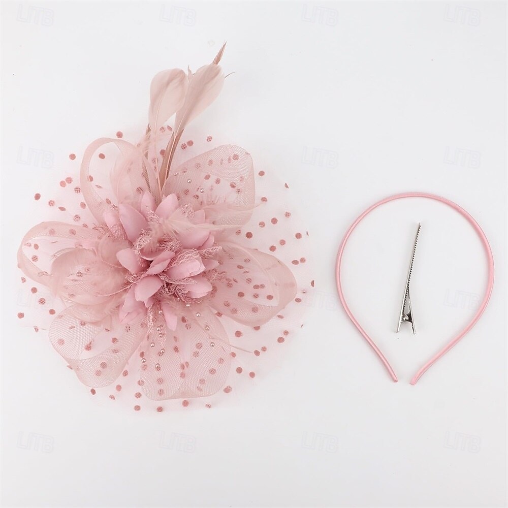 Fascinator-Hut, Feder-Stirnband, Damen-Fascinator, Teeparty-Kopfbedeckung mit Clip, Blumen-Stirnband für Mädchen &Ampere 2025 - $32.99 –P8