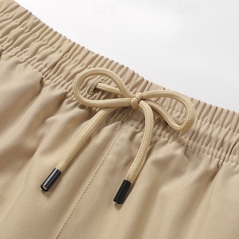 Homens Bermuda Cargo Calção Shorts de verão Com Cordão Cintura elástica Bolso multi Número Conforto Vestível Comprimento do joelho Ao ar livre Esporte Diário Moda Casual Preto Cáqui de 2025 por $15.49 –P5