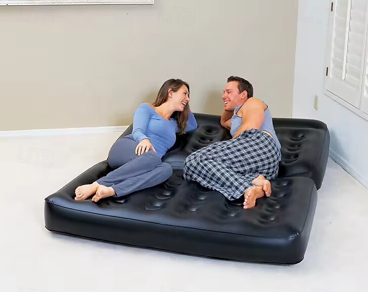 Sillón inflable con bomba de aire, colchón de aire para acampar, sofá cama inflable con respaldo, multimodo de uso, fácil de almacenar. 2025 - $185.99 –P3