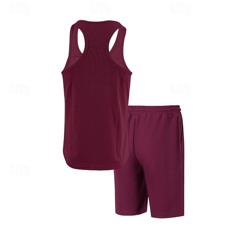 Hombre Tanque Chaleco Trajes de camiseta Trajes de 2 piezas Sin Mangas Cuello Barco Verano Plano Moda Casual 2 Piezas Vacaciones Ropa Cotidiana Noche Blanco Vino Verde Oscuro Camiseta superior para 2025 - $28.99 –P12