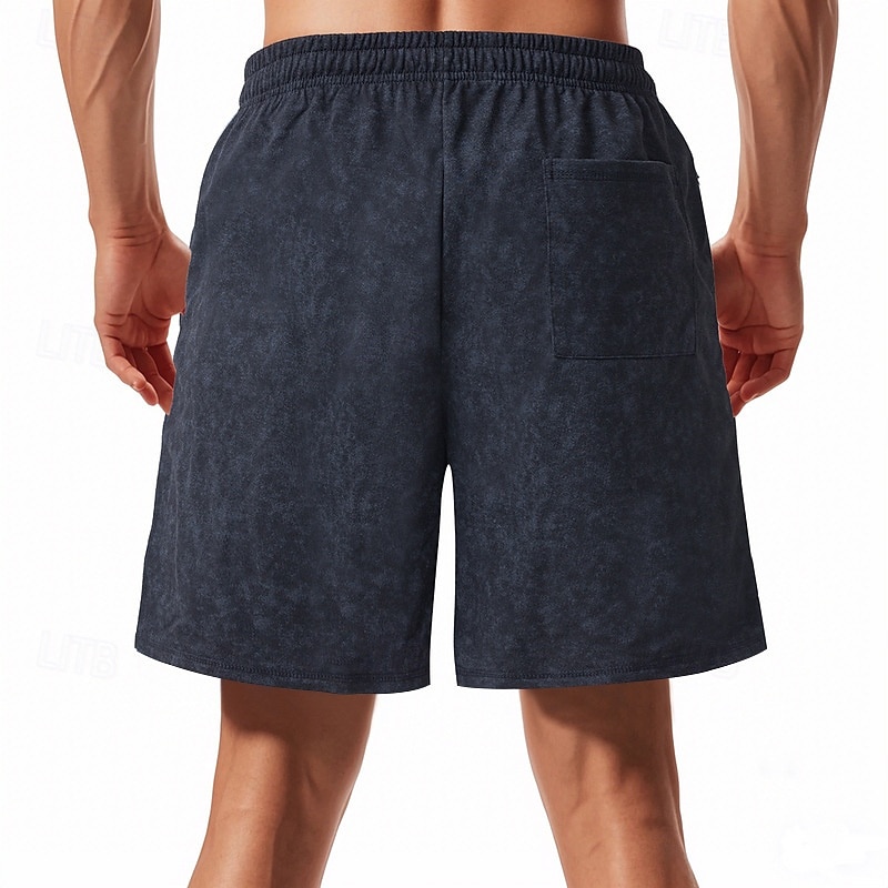 Men's Athletic Shorts Sweat Shorts Shorts Summer Shorts Pocket Drawstring Elastic Waist Plain Comfort Breathable Short Outdoor Sports Classic Casual Black Navy Blue 2025 - $17.99 –P17