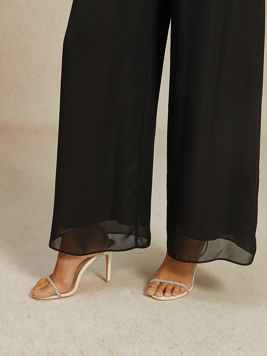 Damen Weite Hosenbeine Elegant Vintage Mode Volle Länge Mittlere Taille Einfach Unelastisch Schwarz Sommer Frühling Herbst Lässiger Schnitt 2025 - $49.99 –P4