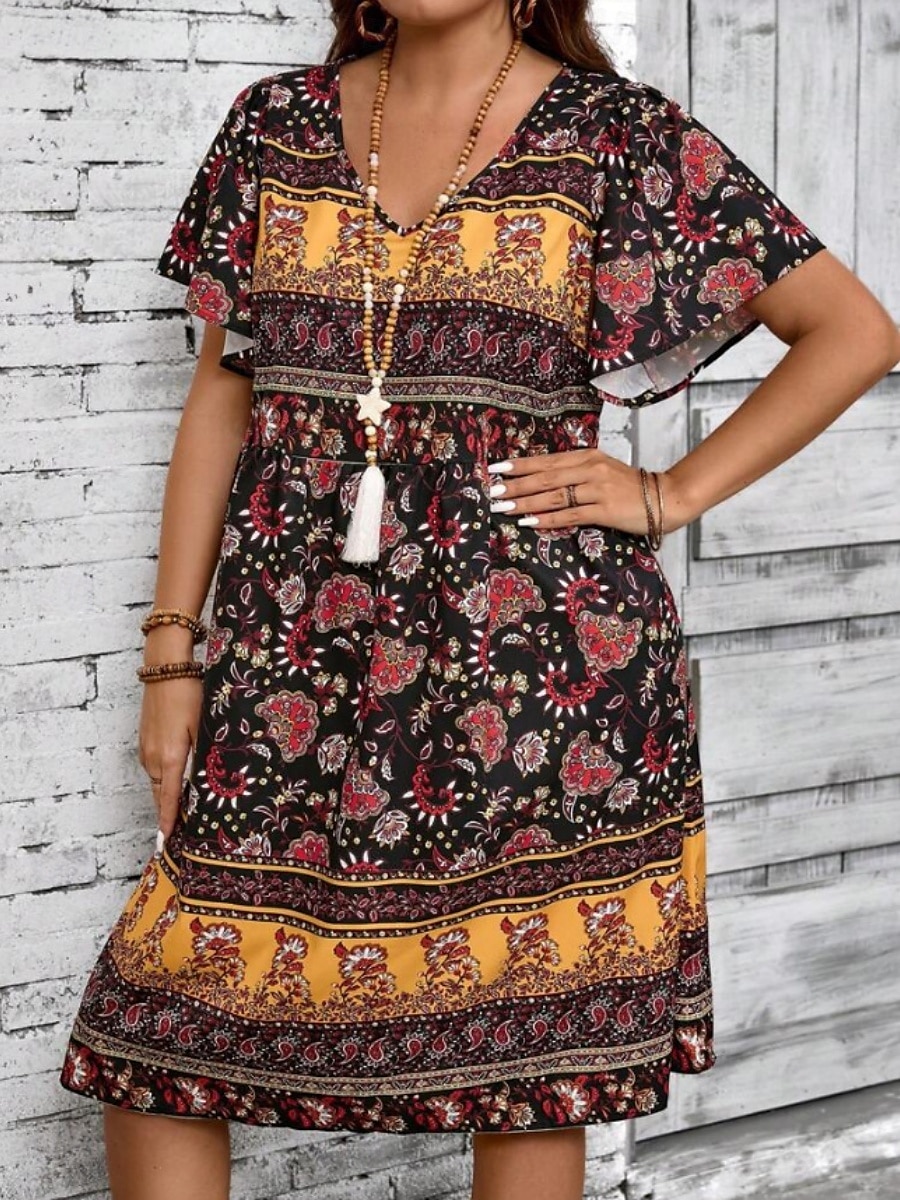 Women's Mini Dress Casual Dress Floral Dress Summer Dress Boho Dress Fashion Modern Daily Beach Weekend Regular Fit Floral Short Sleeve V Neck Black White Royal Blue Blue Summer 2025 - $17.99 –P6