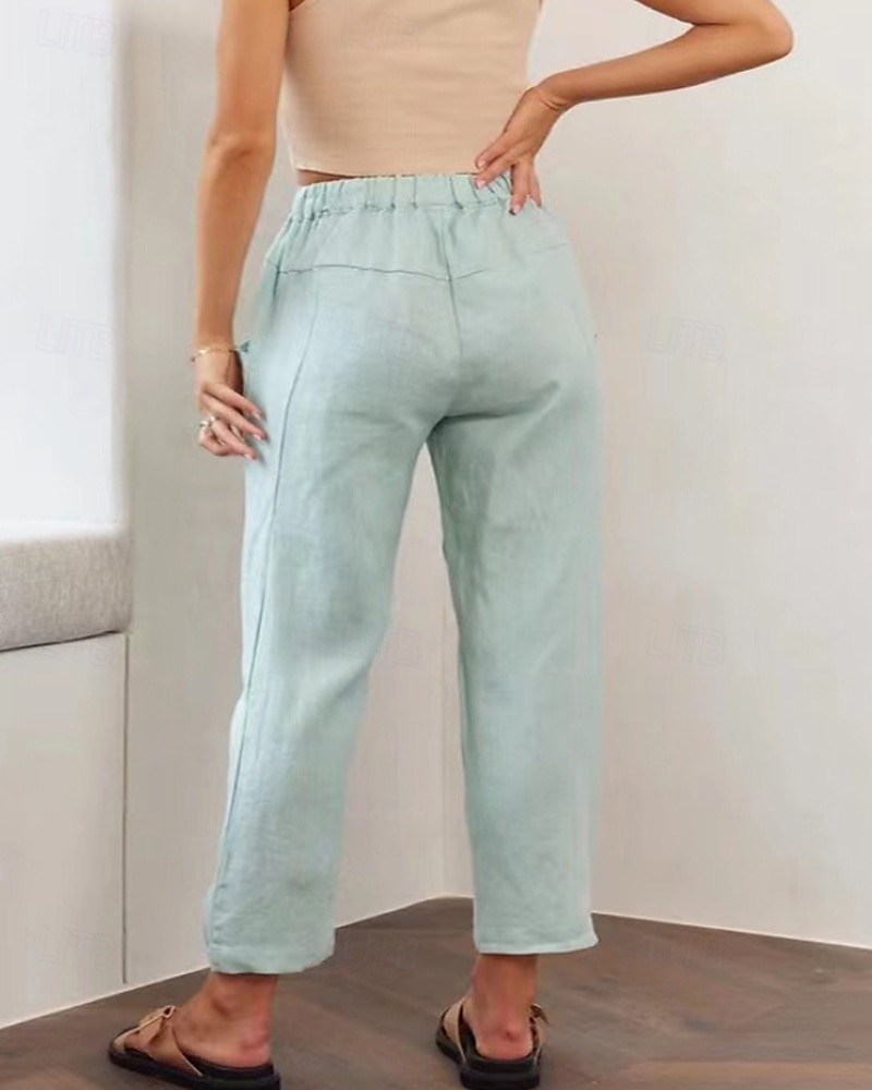 Per donna Pantaloni in cotone e lino Pantaloni Eleganti Moda Streetwear Lunghezza intera Naturale Semplice Tasca Design con Coulisse Elastica All'aperto Confortevole Vacanza Uscire Ruggine Blu cielo del 2025 a $22.99 –P13