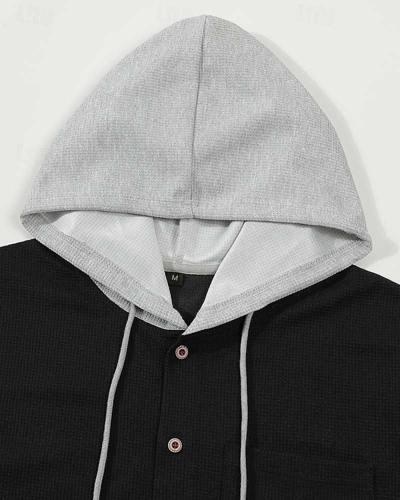 Herren Leichte Jacke Sommerjacke Hemdjacke übergangsjacke Urlaub Täglich Warm Tasche Frühling & Herbst Farbblock Mode Klassisch Mit Kapuze Regulär Schwarz Weiß Königliches Blau Khaki Grau Jacken 2025 - $26.99 –P8