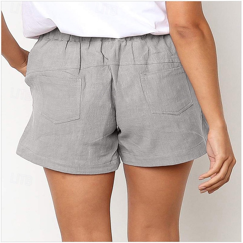 Dámské šortky baggy kalhoty chinos móda streetwear základní krátké vysoký pas jednobarevné kapsy elastický pás pohodlné měkké mikroelastické venkovní ulice černá khaki světle modrá šedá léto 2025 - $15.99 –P10
