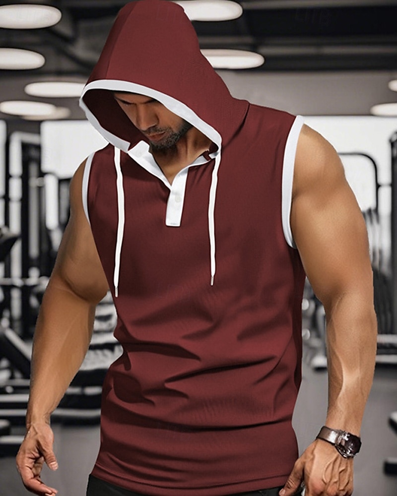 Hombre Camiseta sin mangas Top Camisetas Interiores Camisa sin mangas Sin Mangas Con Capucha Verano Bloque de color Moda Design Básico Retazos Vacaciones Calle Noche Negro Blanco Rojo Camiseta 2025 - $20.99 –P9