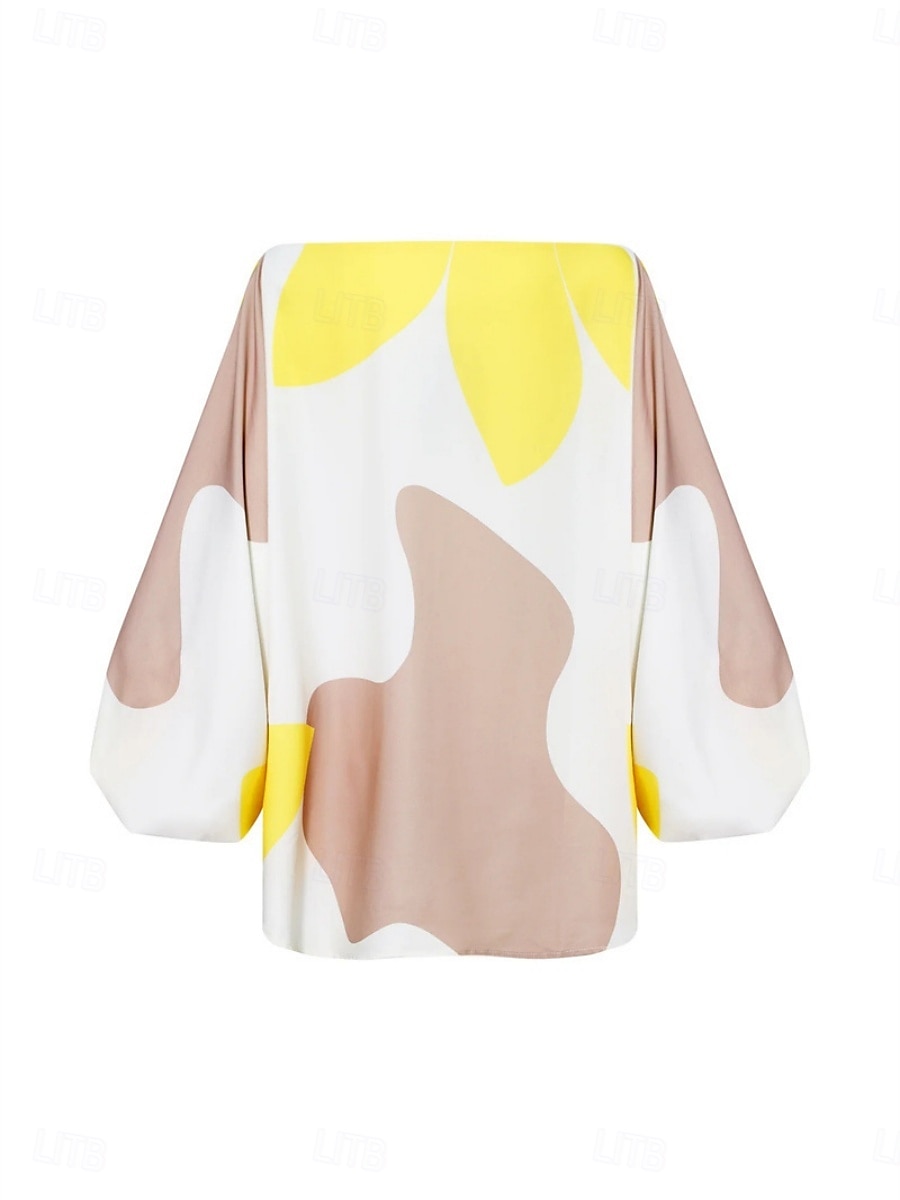 Femmes Robe Ensemble Robe Portefeuille Robe à épaules dénudées Occasionnel Bloc de Couleur Froncé Imprimé Robe Midi Manche 3/4 Une Épaule Extérieur Quotidien Jaune Rose dragée Été Printemps Coupe de 2025 ? $46.99 –P5