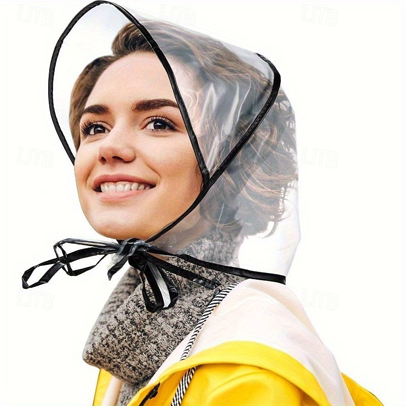 Turbante de lluvia de PVC transparente, no textil, inelástico, resistente al agua, diseño minimalista, lavable a mano, con instrucciones de uso, para mujeres, días de lluvia y actividades al aire 2025 - $5.99 –P9