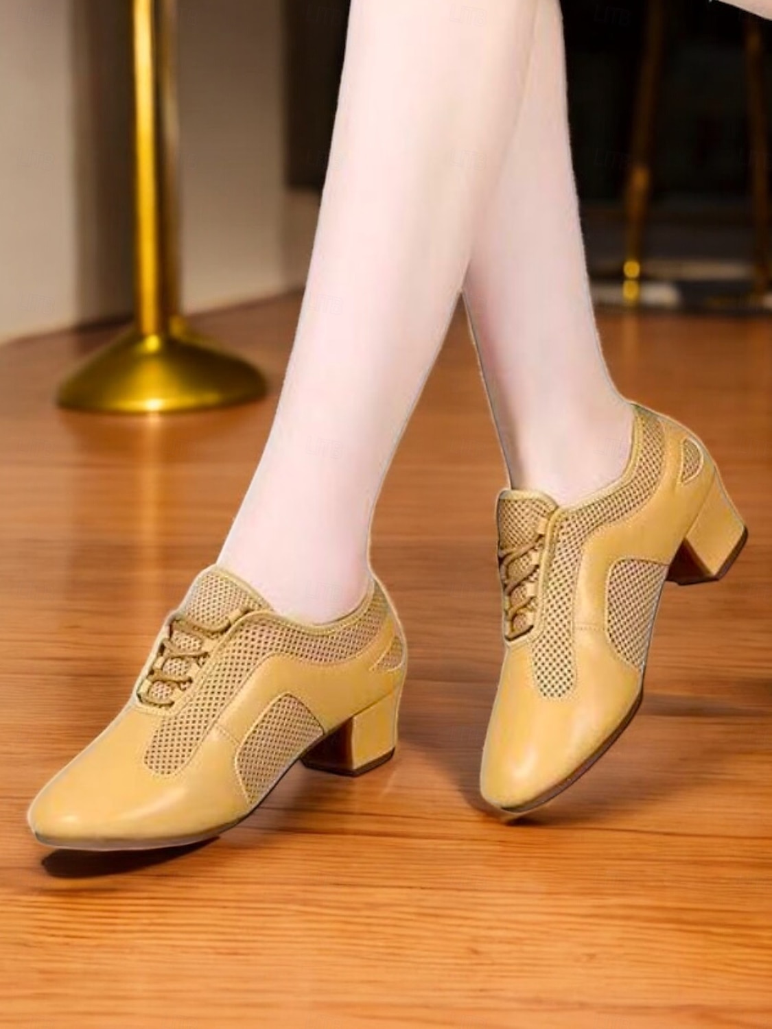 Schwarze Latein-Tanzschuhe für Damen aus Mesh und Kunstleder mit niedrigem Absatz – atmungsaktive Schnürschuhe für den Ballsaal zum Üben für Anfänger und Profis 2025 - $42.99 –P3