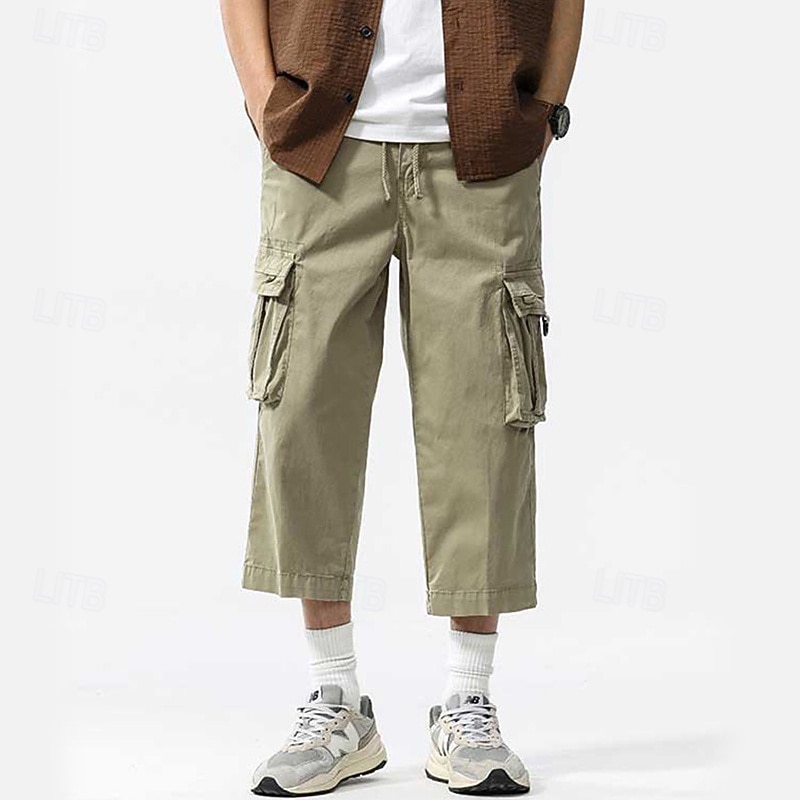 Per uomo Pantaloncini Cargo Capri Pantaloni capri Coulisse Elastico in vita Multi-tasche Semplice Comodità Indossabile Lunghezza al polpaccio All'aperto Sport Quotidiano Moda Casual Nero Cachi del 2025 a $37.99 –P2