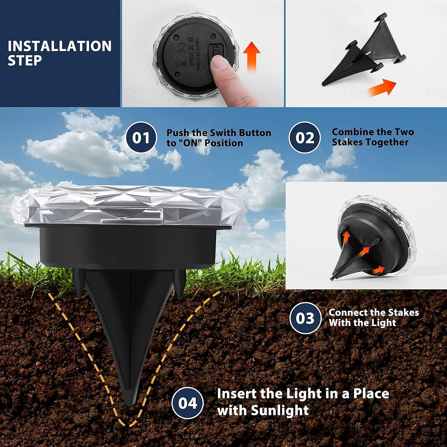 Lampes solaires d'extérieur à 8 LED, disques solaires plats, étanches IP65, éclairage d'allée à énergie solaire pour jardin, pelouse, patio, cour, chemin, paysage, blanc froid de 2025 ? $6.99 –P2
