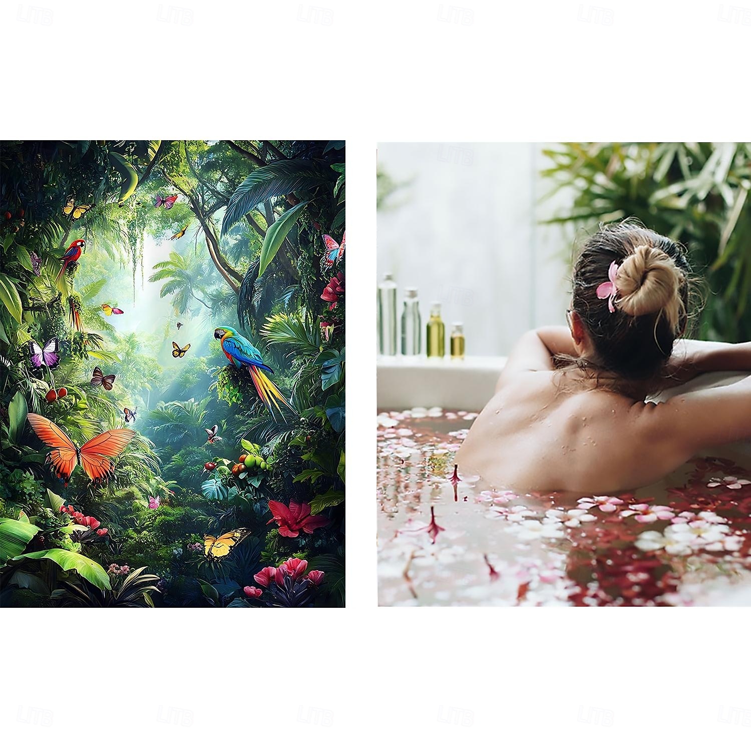 Shower Curtain with Hooks 180cm*180cm(70"*70") Polyester Machine Washable Waterproof Tropical Rainforest Flowers Pattern 2025 - $19.99 –P8